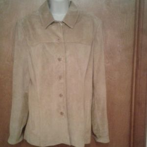 Ladies 100% suede leather tan in color  size XL